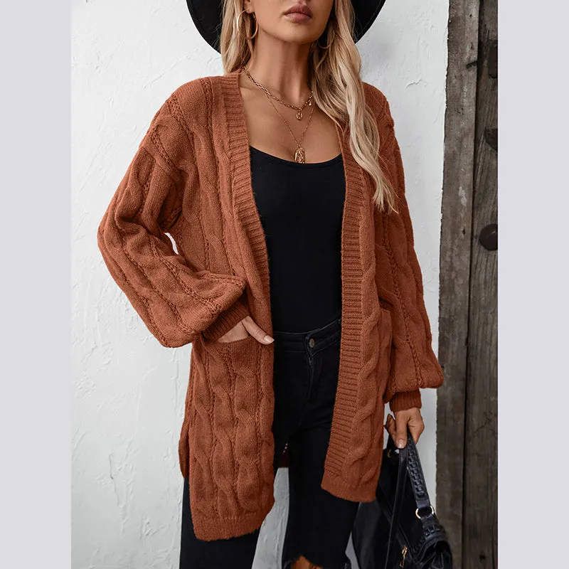 Women's cable knit open front cardigan