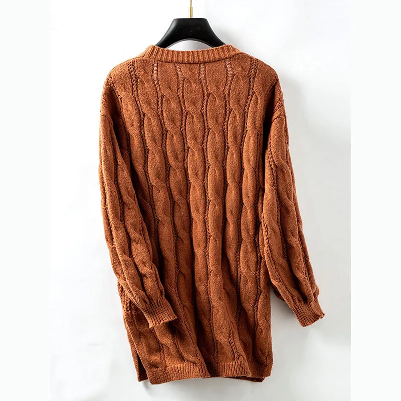 Women's cable knit open front cardigan