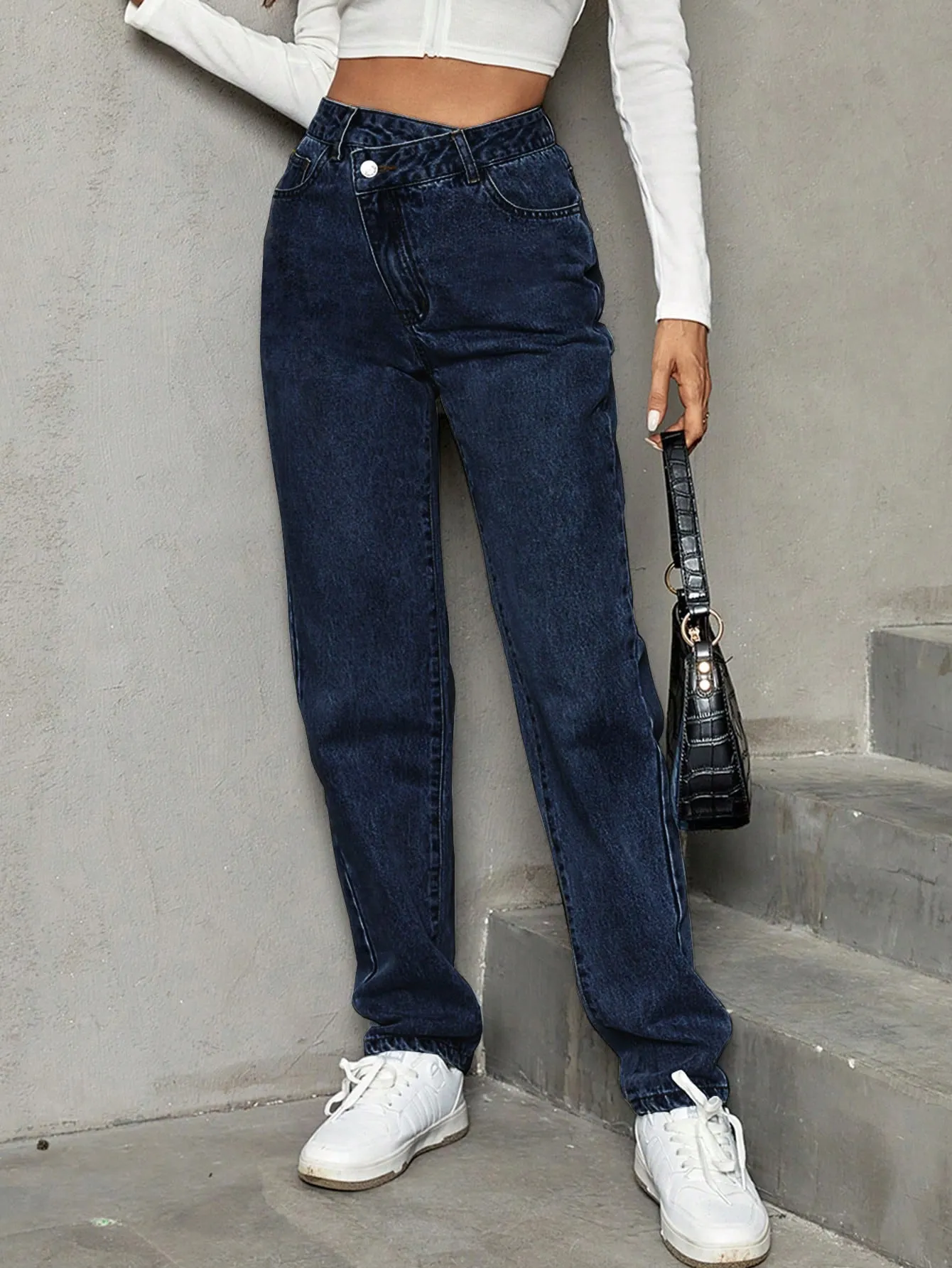 Women's Casual High Waist Loose Denim Trousers