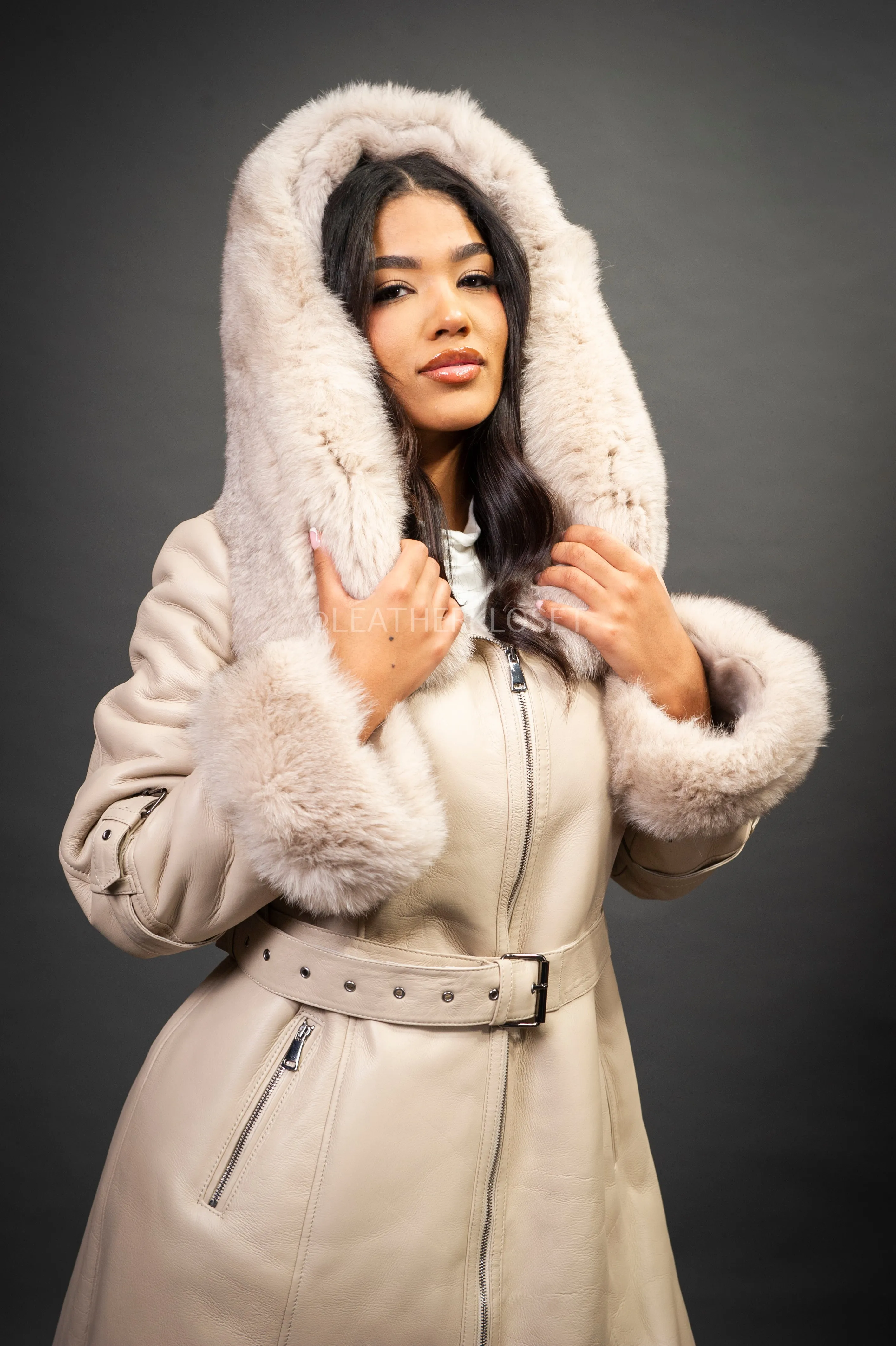 Women's Diana Shearling Sheepskin Jacket With Fox [Cream]