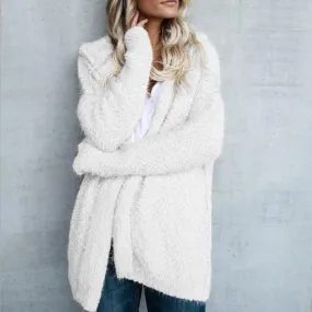 Women's hooded popcorn cardigan with pockets