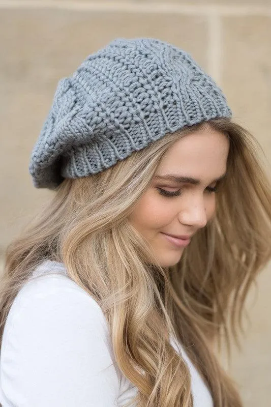 Womens Knit Slouchy Beret Hat