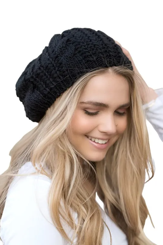 Womens Knit Slouchy Beret Hat