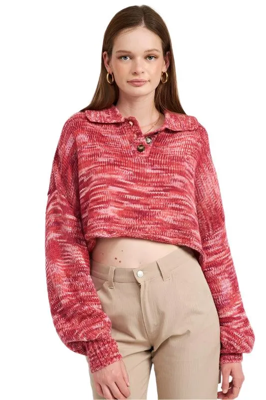 Womens Long Sleeve Pullover Cropped Sweater