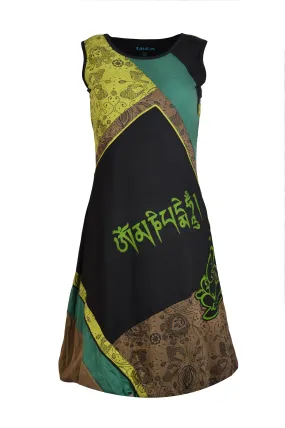 womens-sleeveless-cotton-dress-mantra-ganesh-print-evening-dress