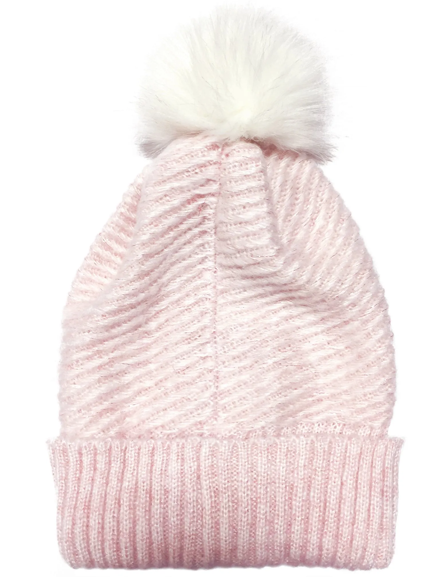 Women's Taissa Soft Fluffy Diagonal Knit Bobble Hat in Pink - Tokyo Laundry