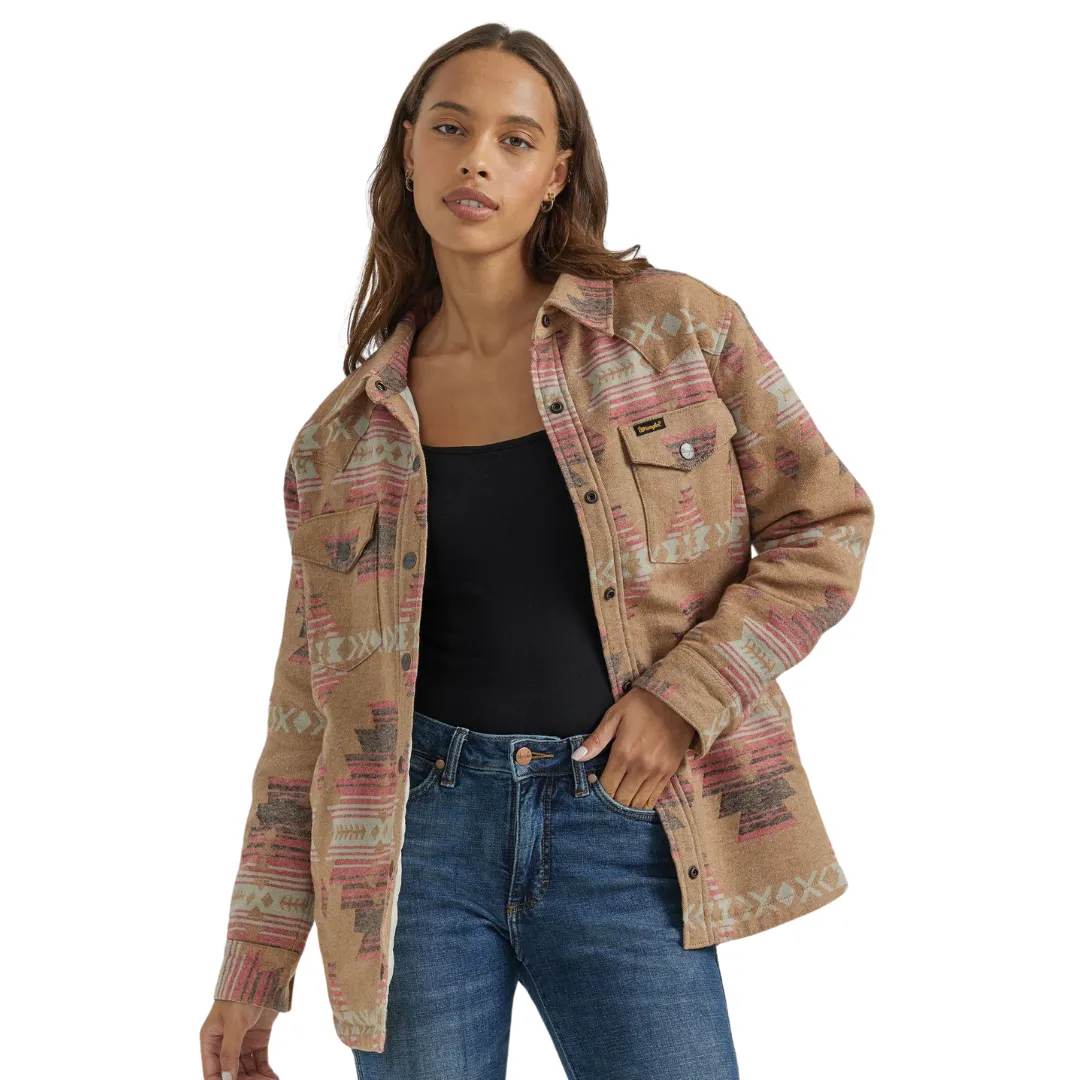 Wrangler Retro® Shacket in Brown/Pink Aztec 112353134